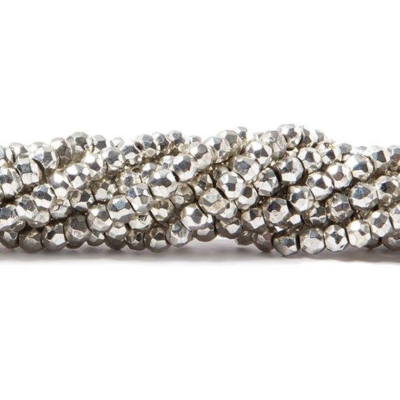 3.5-4mm Metallic Silver plated Pyrite faceted rondelle Beads 104 pcs - The Bead Traders