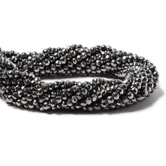 3.5-4mm Metallic Smoky Grey plated Pyrite faceted rondelle Beads 102 pcs - The Bead Traders