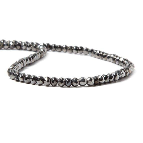 3.5-4mm Metallic Smoky Grey plated Pyrite faceted rondelle Beads 102 pcs - The Bead Traders