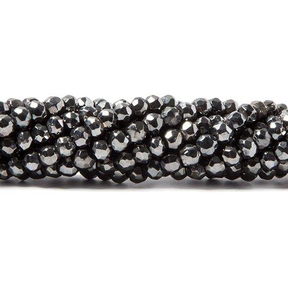 3.5-4mm Metallic Smoky Grey plated Pyrite faceted rondelle Beads 102 pcs - The Bead Traders