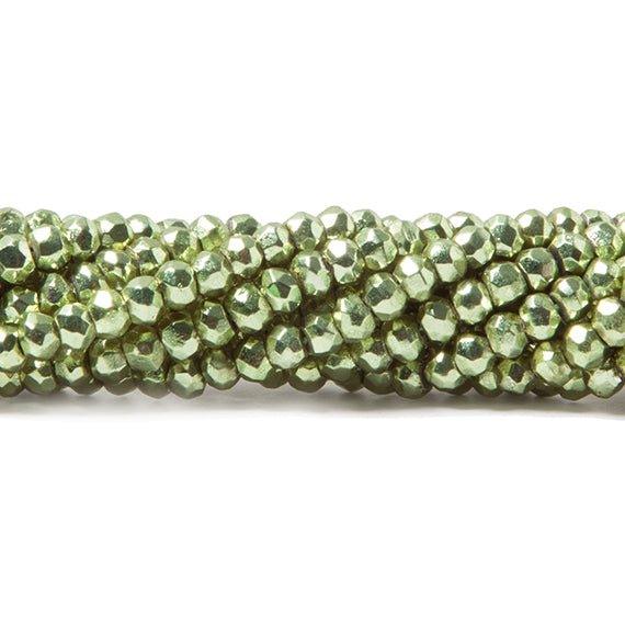 3.5-4mm Metallic Spring Green plated Pyrite faceted rondelle Beads 115 pcs - The Bead Traders