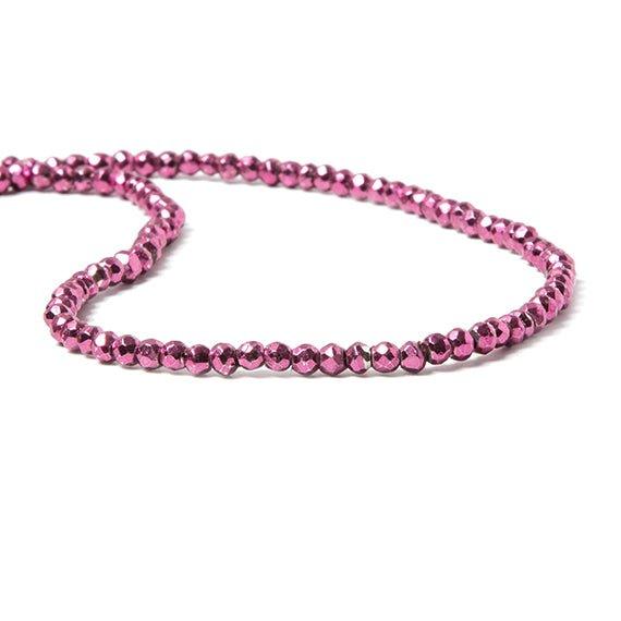 3.5-4mm Metallic Strawberry Pink plated Pyrite faceted rondelle Beads 124 pcs - The Bead Traders