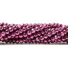 3.5-4mm Metallic Strawberry Pink plated Pyrite faceted rondelle Beads 124 pcs - The Bead Traders