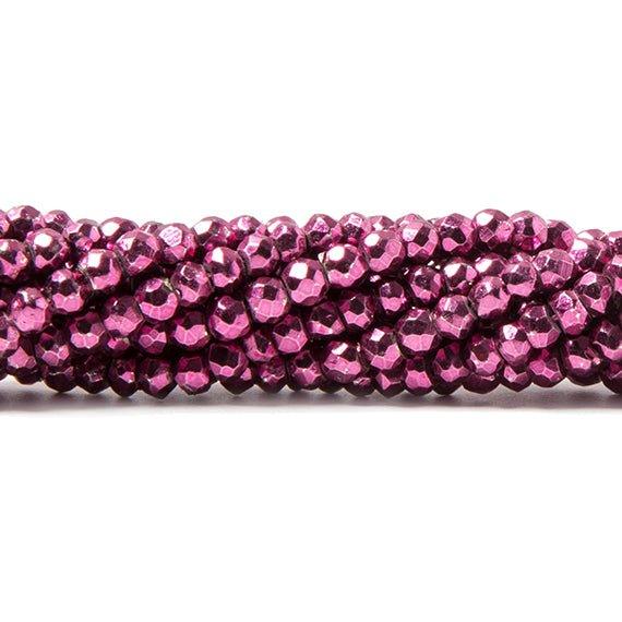 3.5-4mm Metallic Strawberry Pink plated Pyrite faceted rondelle Beads 124 pcs