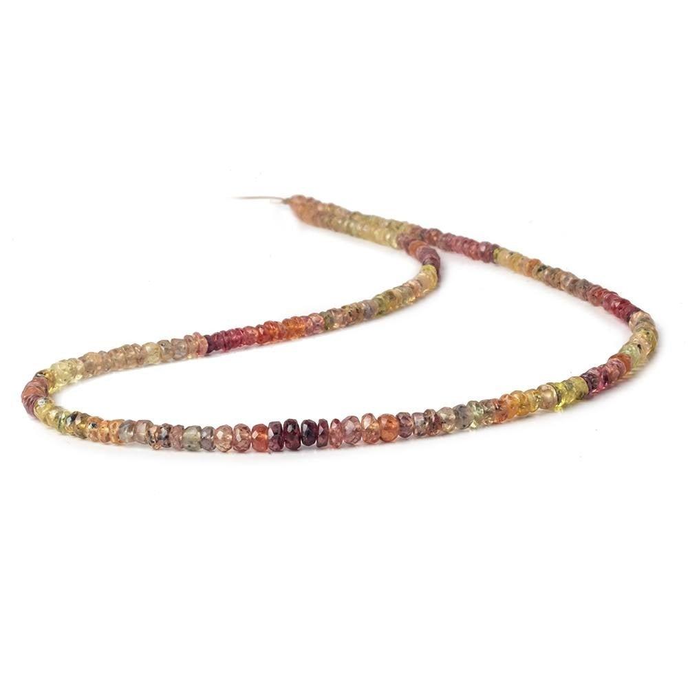 3.5-4mm Multi Color Songea Sapphire rondelles 18 inch 245 beads A Grade - The Bead Traders