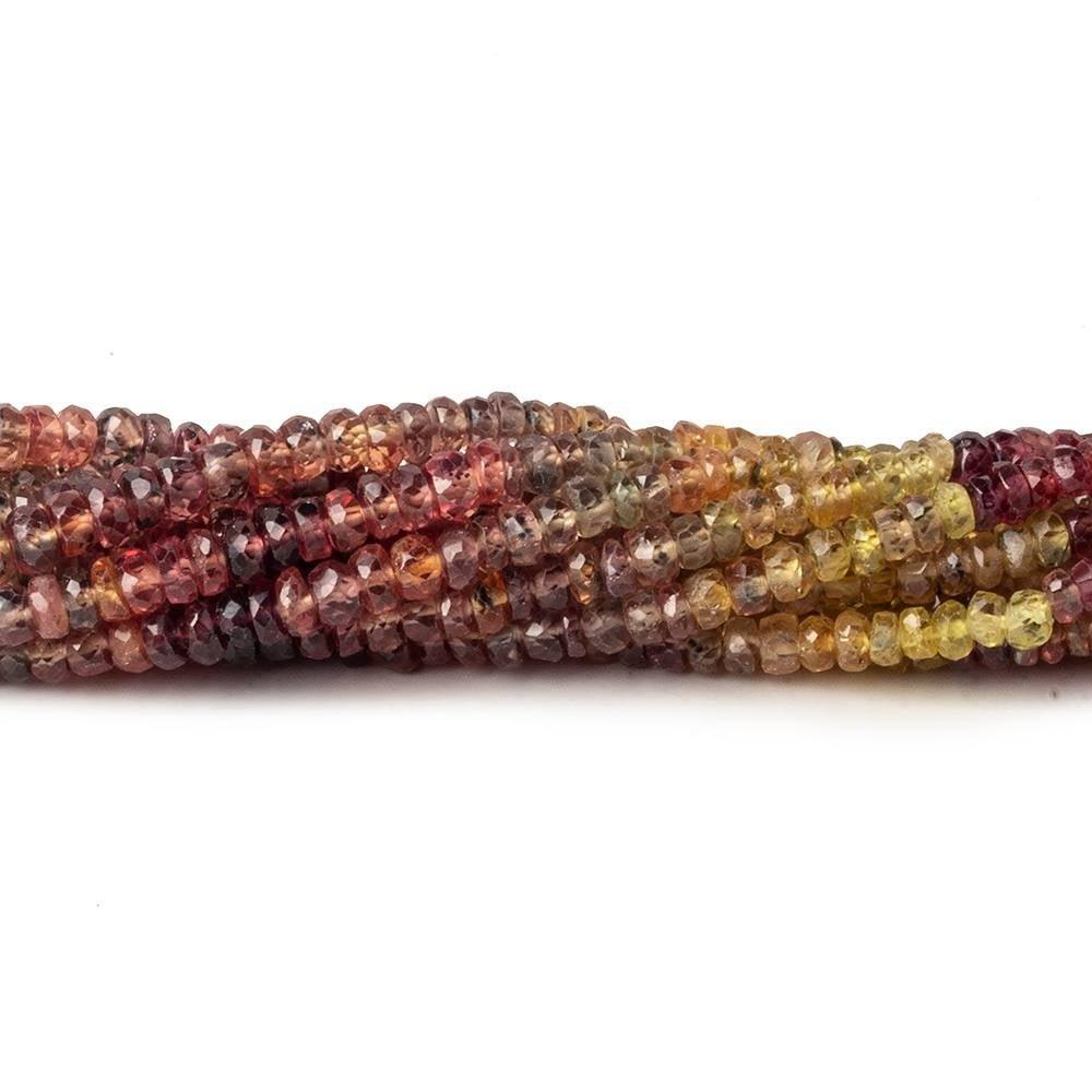 3.5-4mm Multi Color Songea Sapphire rondelles 18 inch 245 beads A Grade - The Bead Traders