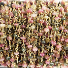 3.5-4mm Multi Color Tourmaline faceted rondelle Gold plated Chain by the foot 30 pieces - The Bead Traders