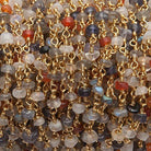 3.5-4mm Multi Gemstone Gold Hand Wrapped Rosary Chain - The Bead Traders
