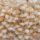 3.5-4mm MultiGemstone Gold Wire Wrapped Rosary Chain by the foot - The Bead Traders