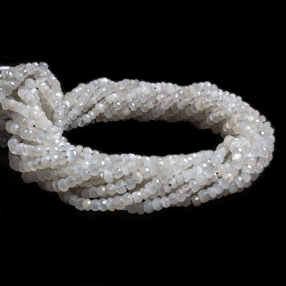 3.5-4mm Off White Moonstone faceted rondelle beads 13 inch 125 pieces - The Bead Traders