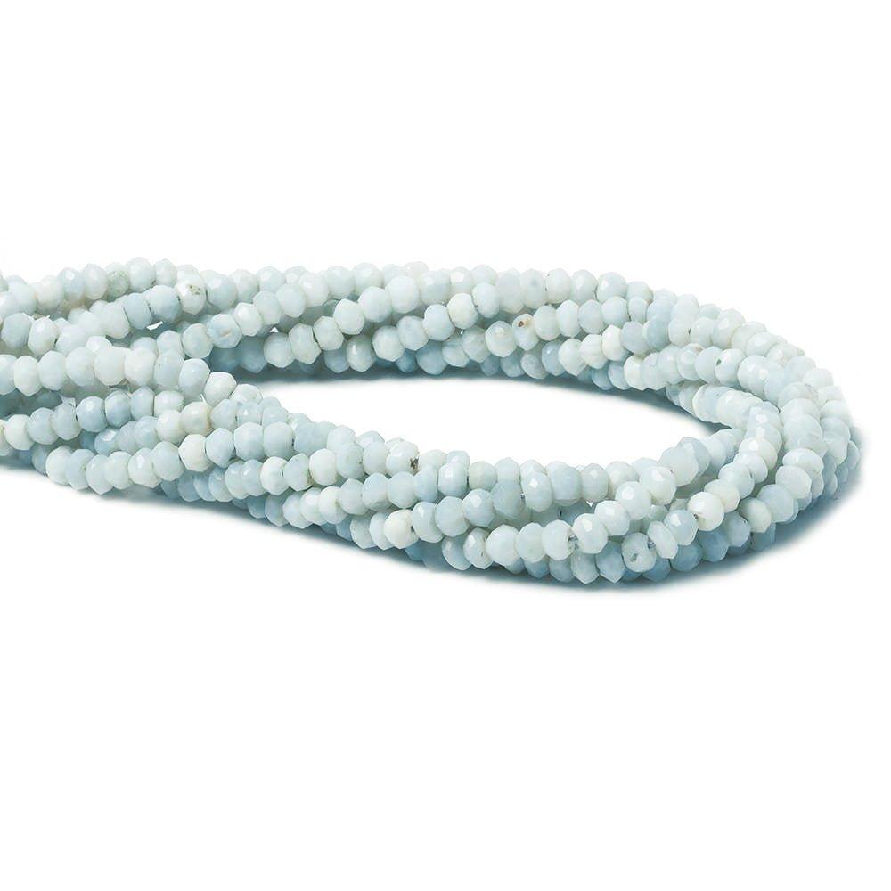 3.5-4mm Pale Blue Owyhee Denim Opal faceted rondelles 13 inch 125 pieces - The Bead Traders