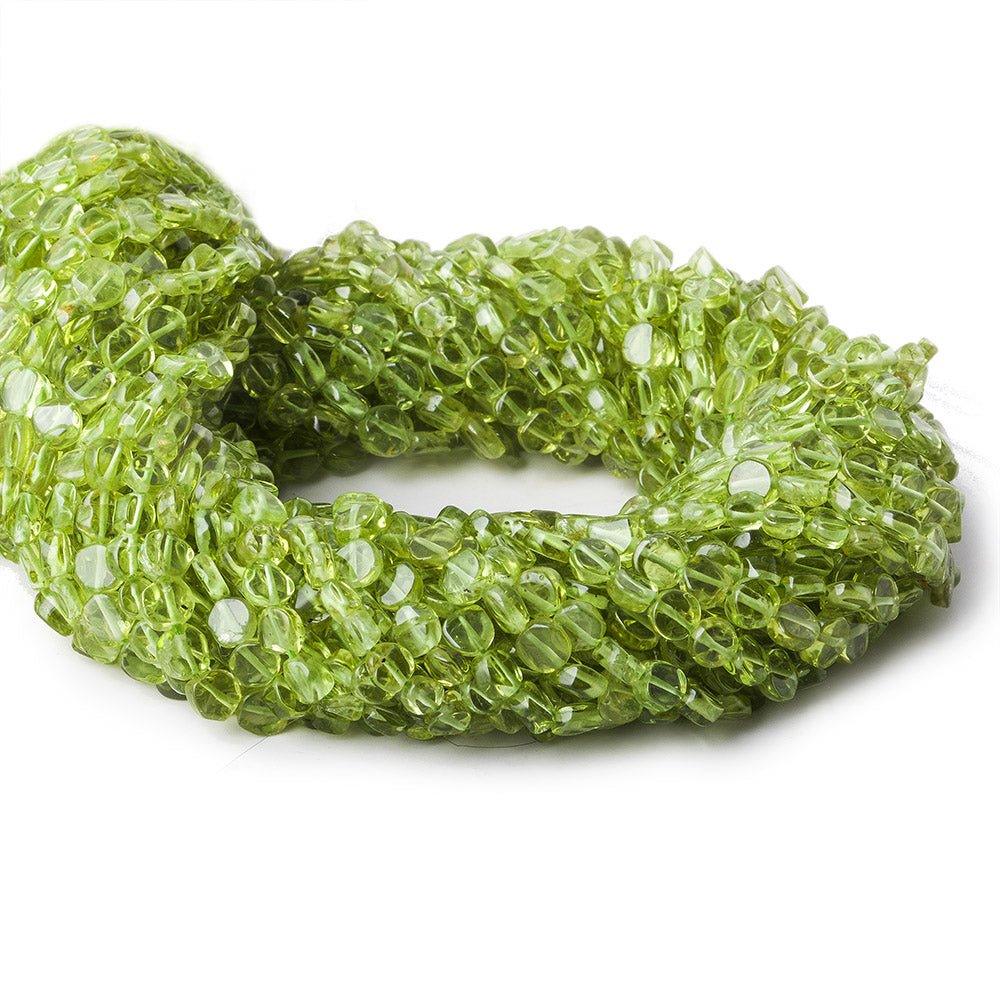 3.5-4mm Peridot Plain Coin Beads, 14 inch - The Bead Traders