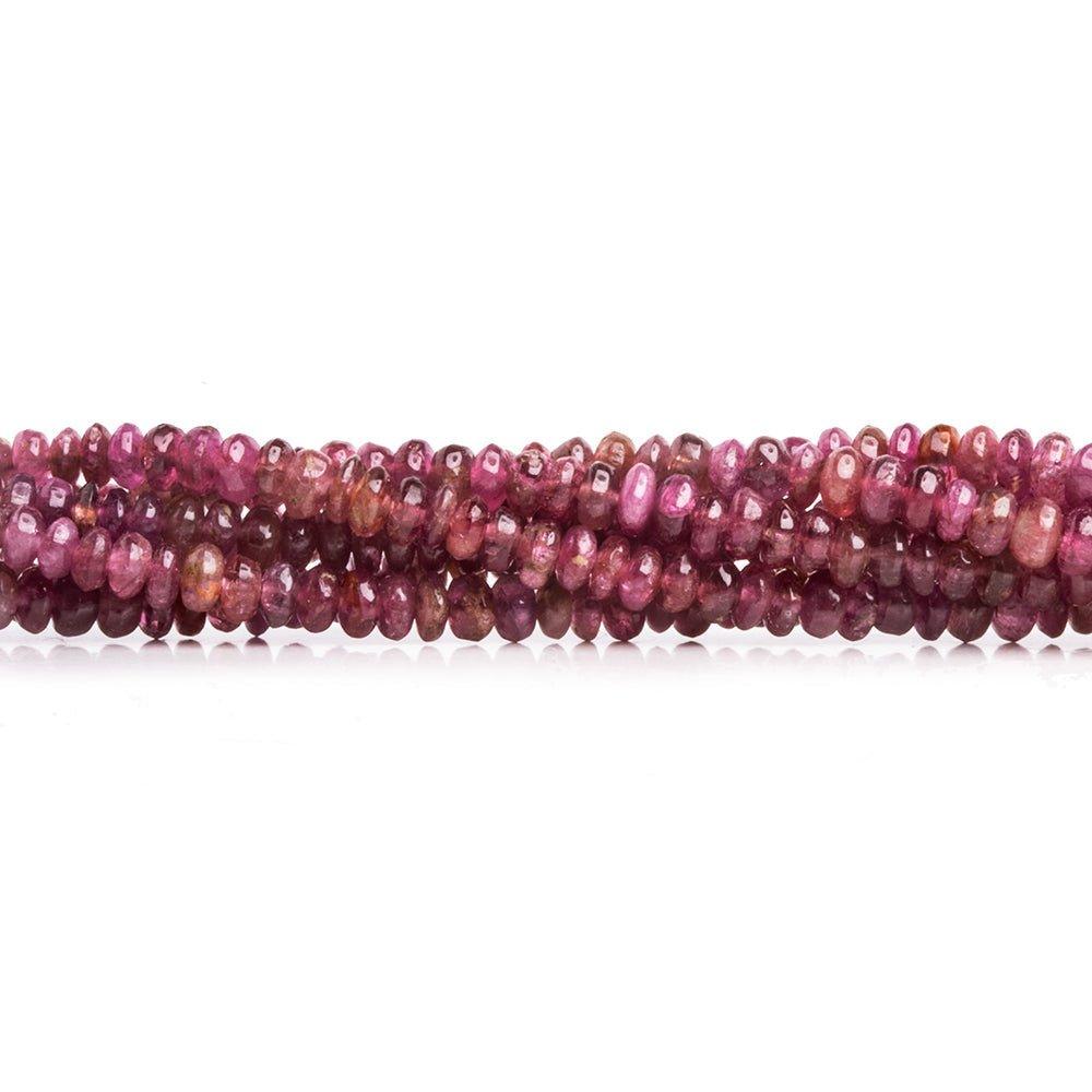 3.5-4mm Pink Tourmaline Plain Rondelle Beads 18 inch 210pcs - The Bead Traders