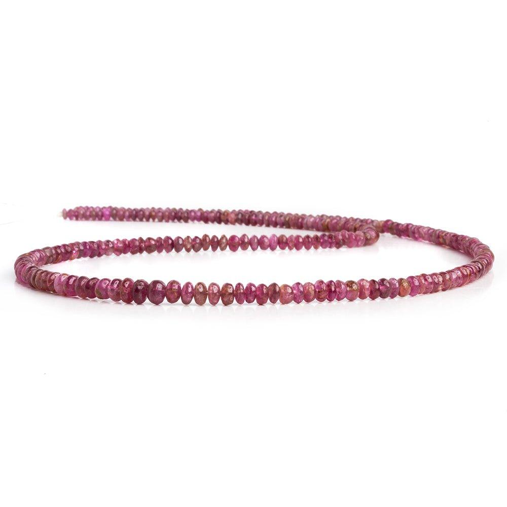 3.5-4mm Pink Tourmaline Plain Rondelle Beads 18 inch 210pcs - The Bead Traders