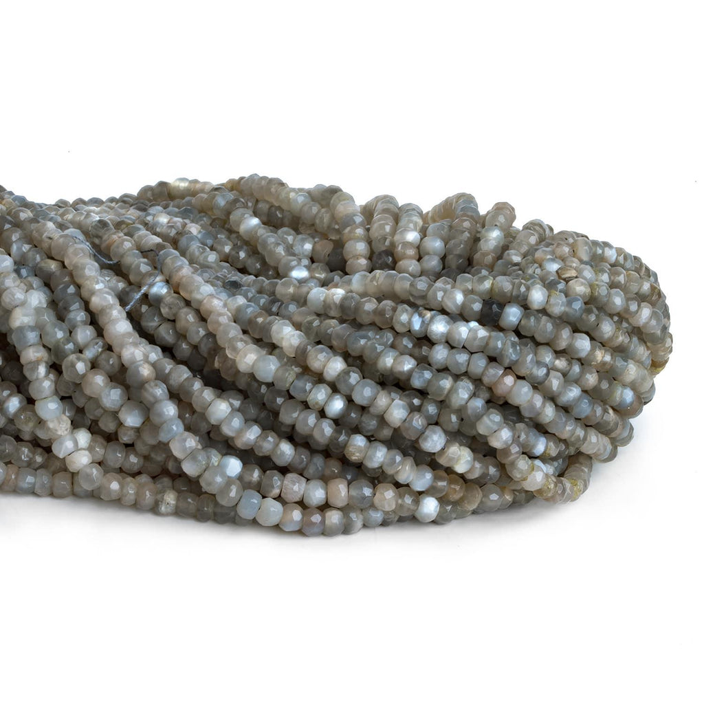 3.5-4mm Platinum Moonstone faceted rondelle beads 13 inch 110 pieces - The Bead Traders