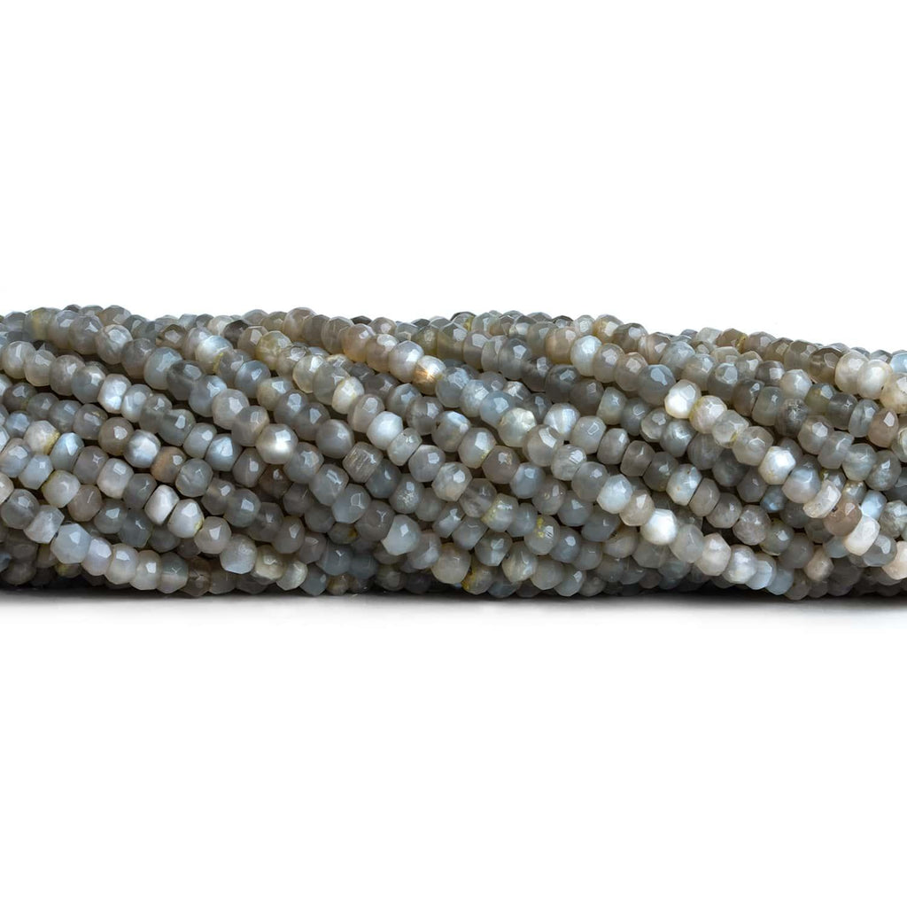 3.5-4mm Platinum Moonstone faceted rondelle beads 13 inch 110 pieces - The Bead Traders