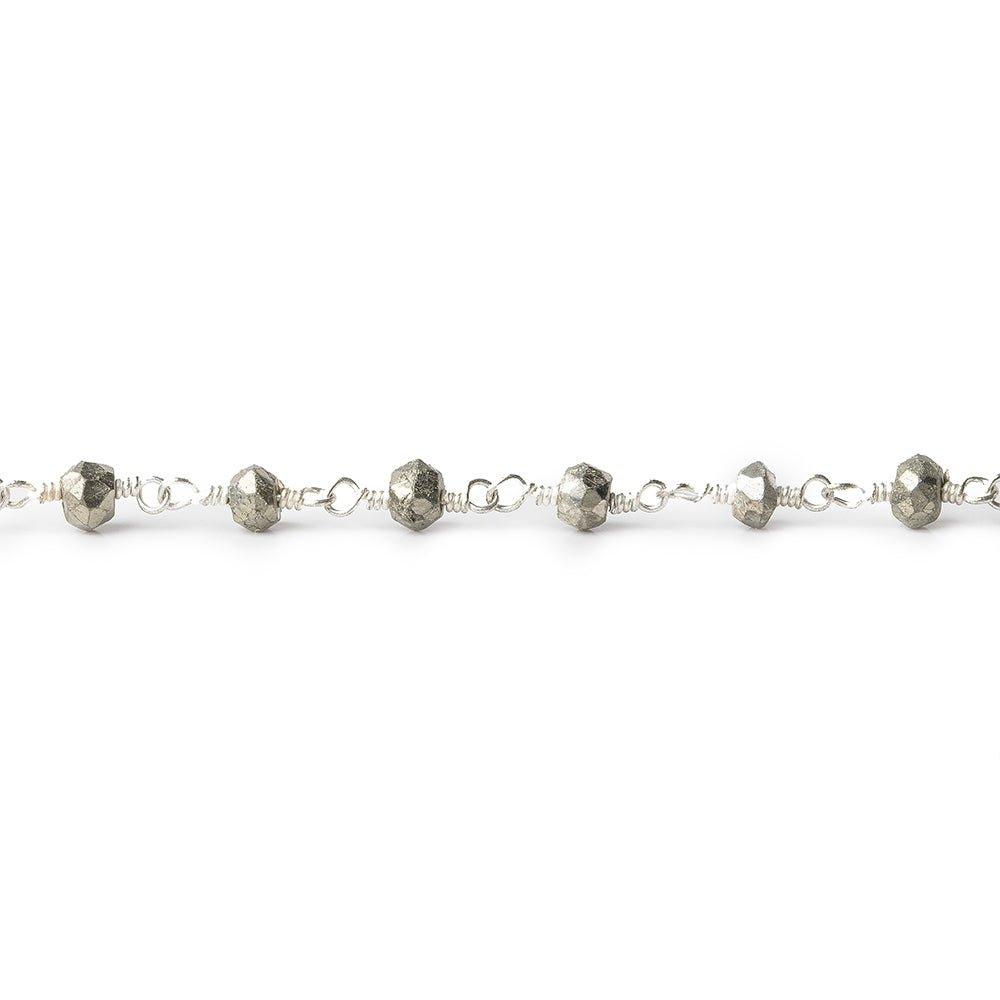 3.5-4mm Pyrite and Silver plated Pyrite Silver plated Chain by the foot - The Bead Traders