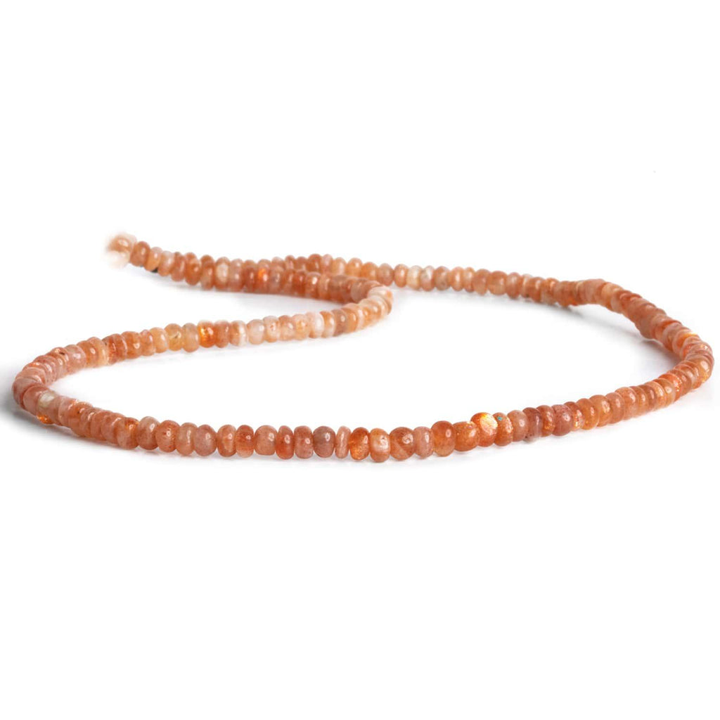 3.5-4mm Sunstone Plain Rondelles 14 inch 130 beads - The Bead Traders