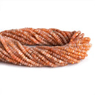 3.5-4mm Sunstone Plain Rondelles 14 inch 130 beads - The Bead Traders