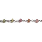 3.5-4mm Tourmaline faceted rondelles Black Gold plated Chain by the foot - The Bead Traders