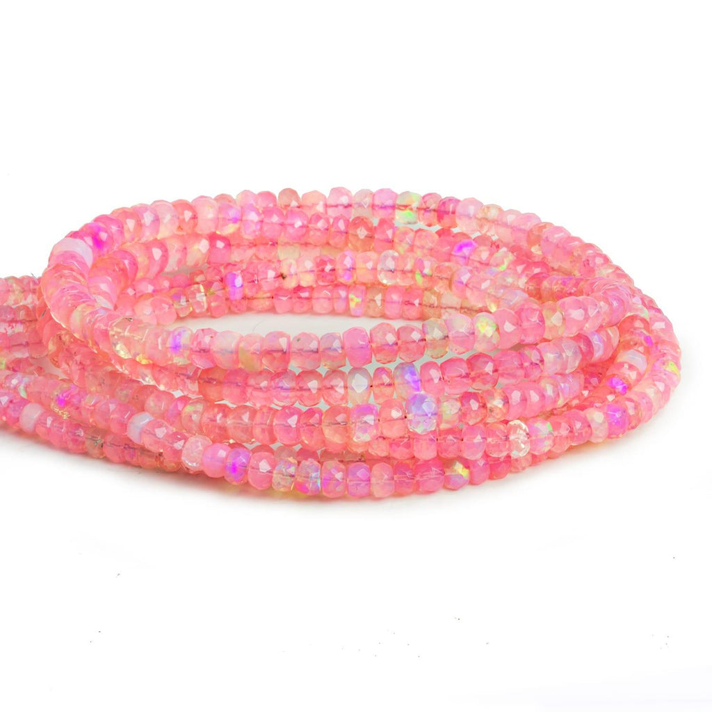 3.5-5.5mm Pink Ethiopian Opal Faceted Rondelles 16 inch 145 beads - The Bead Traders