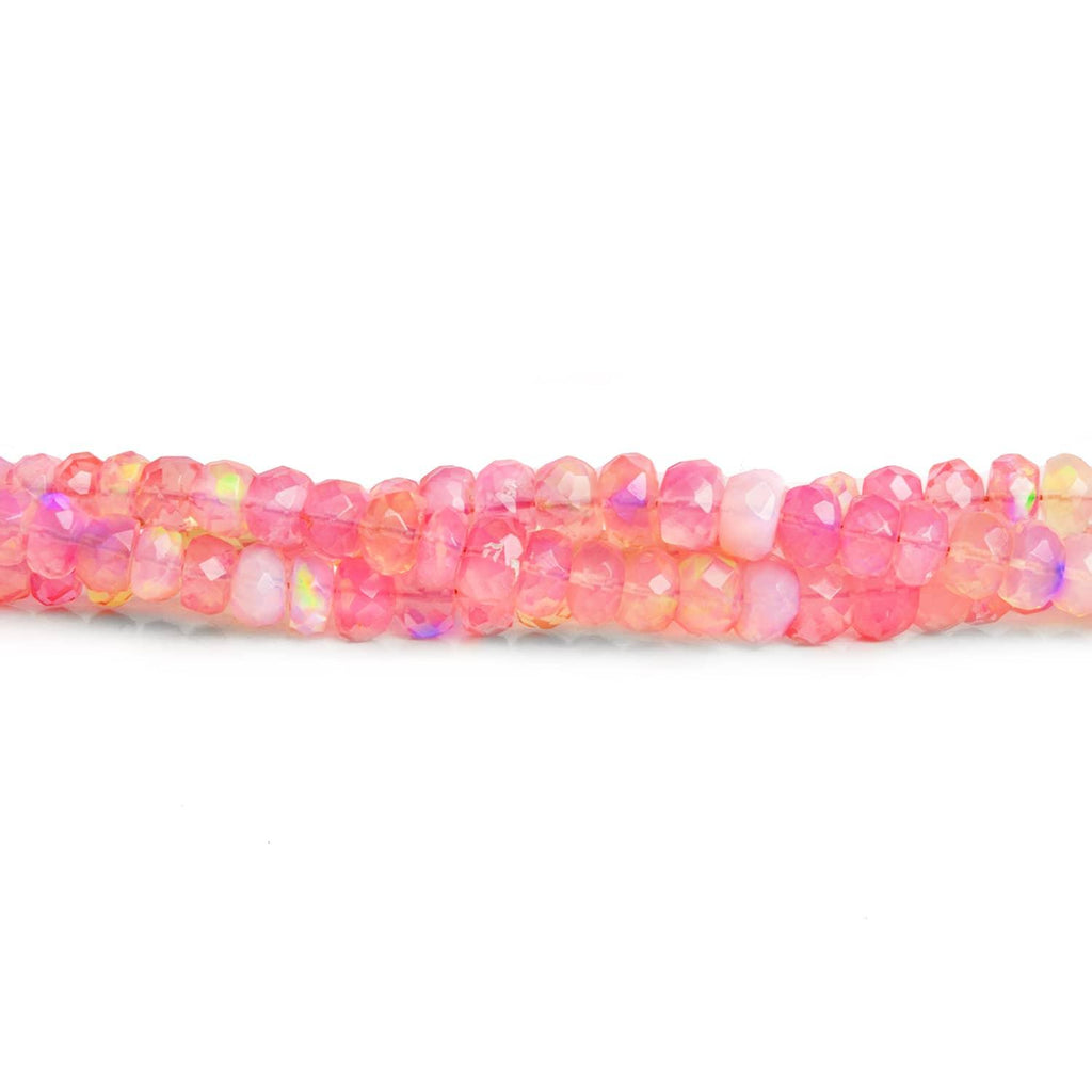 3.5-5.5mm Pink Ethiopian Opal Faceted Rondelles 16 inch 145 beads - The Bead Traders