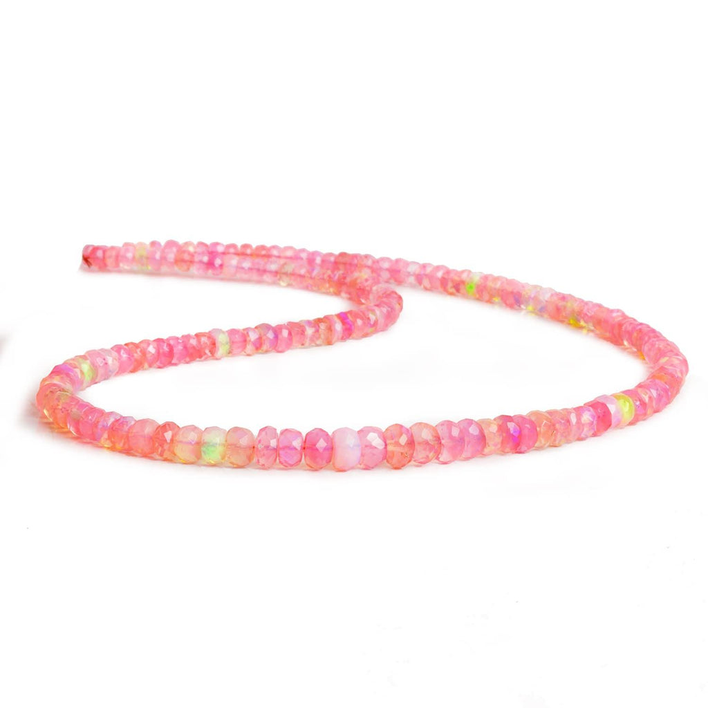 3.5-5.5mm Pink Ethiopian Opal Faceted Rondelles 16 inch 145 beads - The Bead Traders
