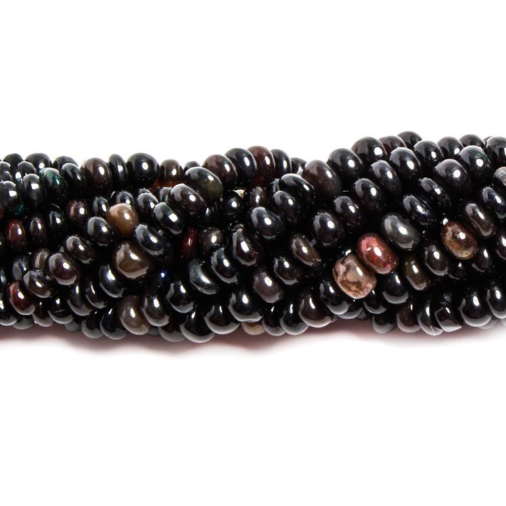 3.5-5mm Black Ethiopian Opal Plain Rondelle Beads - The Bead Traders
