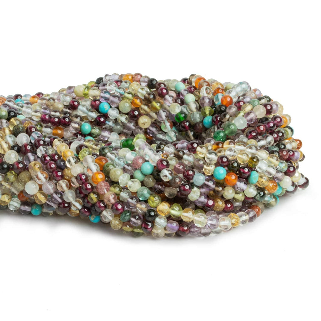 3.5-5mm Multi Gemstone Handcut Rounds 12 inch 75 pieces - The Bead Traders