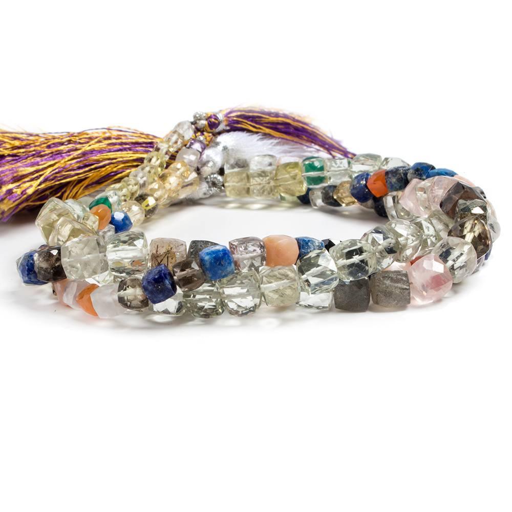 3.5-6.5mm Multi Gemstone faceted cube beads Lot of 3 strands 124 pieces - The Bead Traders