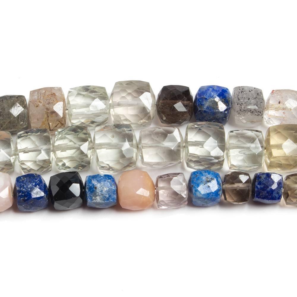 3.5-6.5mm Multi Gemstone faceted cube beads Lot of 3 strands 124 pieces - The Bead Traders