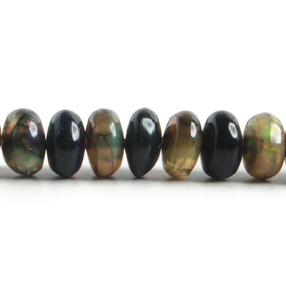 3.5-6mm Black Ethiopian Opal plain rondelles 11 inch 104 beads - The Bead Traders