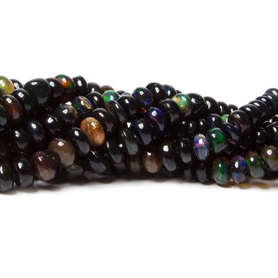 3.5-9mm Black Wallo Ethiopian Opal plain rondelles 18 inch 142 beads - The Bead Traders