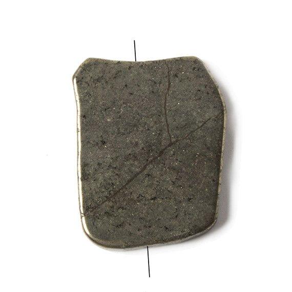 35.5x28.5mm average Pyrite Slab Pendant Bead 1 Piece - The Bead Traders
