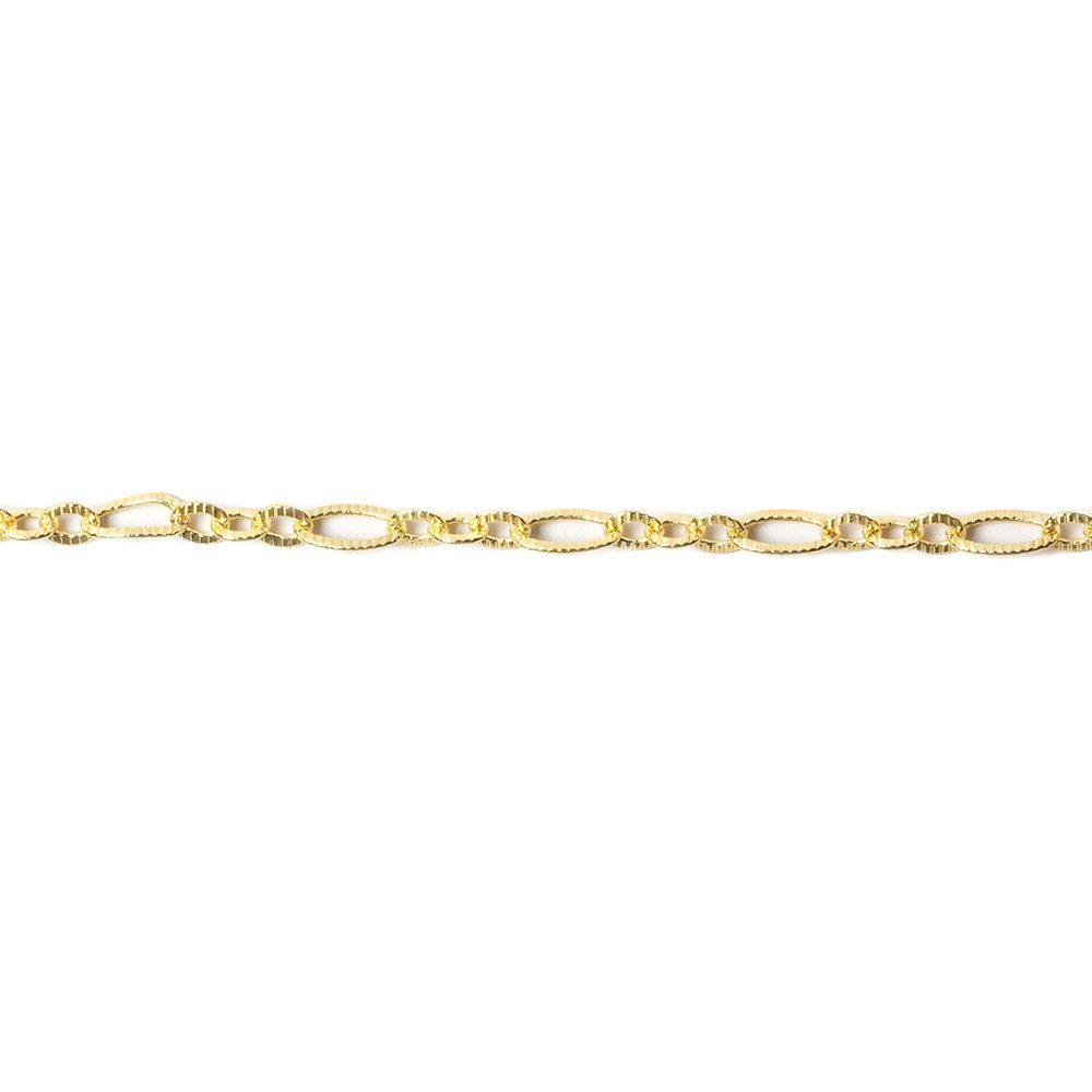 3.5mm 22kt Gold plated Multiple Corrugated Oval Link Chain by the Foot - The Bead Traders