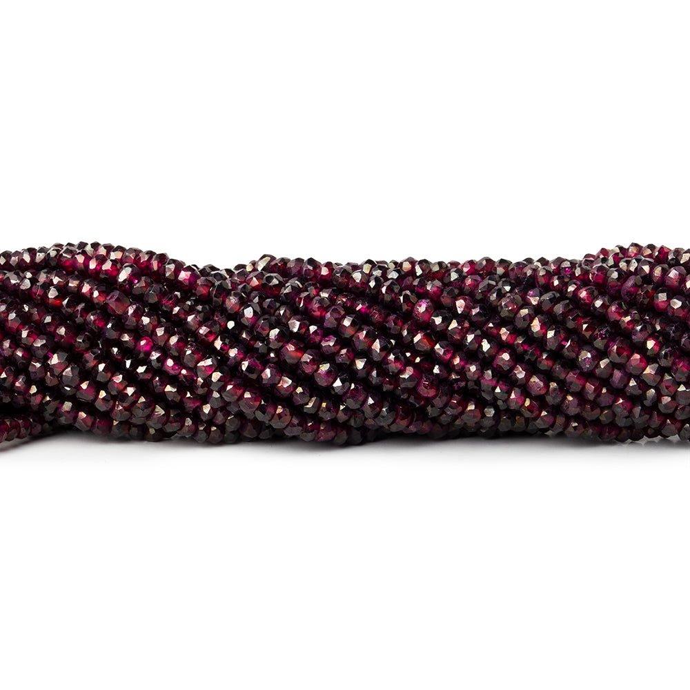 3.5mm - 4mm Garnet faceted rondelles 13 inch 128 beads - The Bead Traders