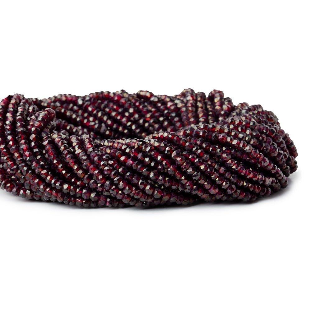 3.5mm - 4mm Garnet faceted rondelles 13 inch 128 beads - The Bead Traders
