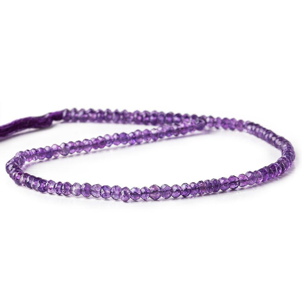 3.5mm Amethyst faceted rondelles 13.5 inch 135 beads - The Bead Traders