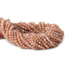 3.5mm Angel Skin Peach Moonstone microfaceted round beads 13 inch 90 pieces - The Bead Traders