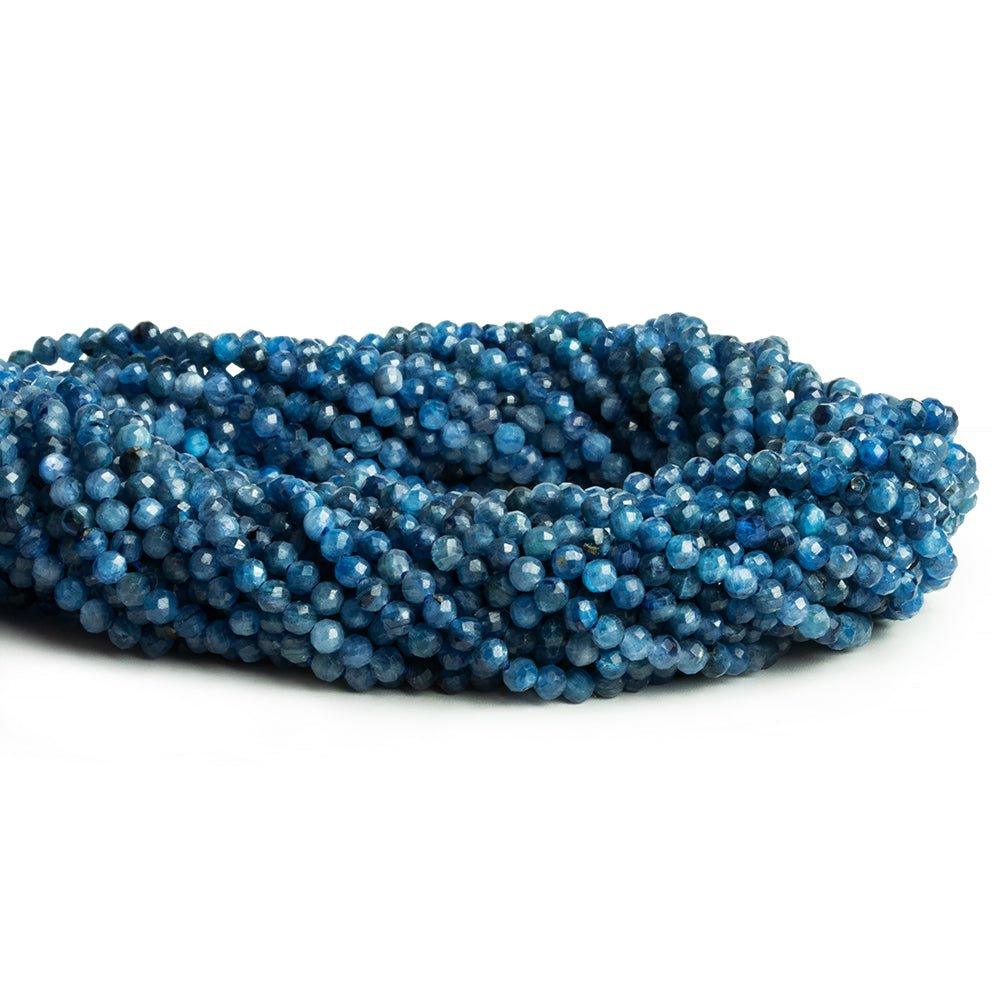 3.5mm Blue Kyanite Faceted Round Beads 12 inch 100 pieces - The Bead Traders
