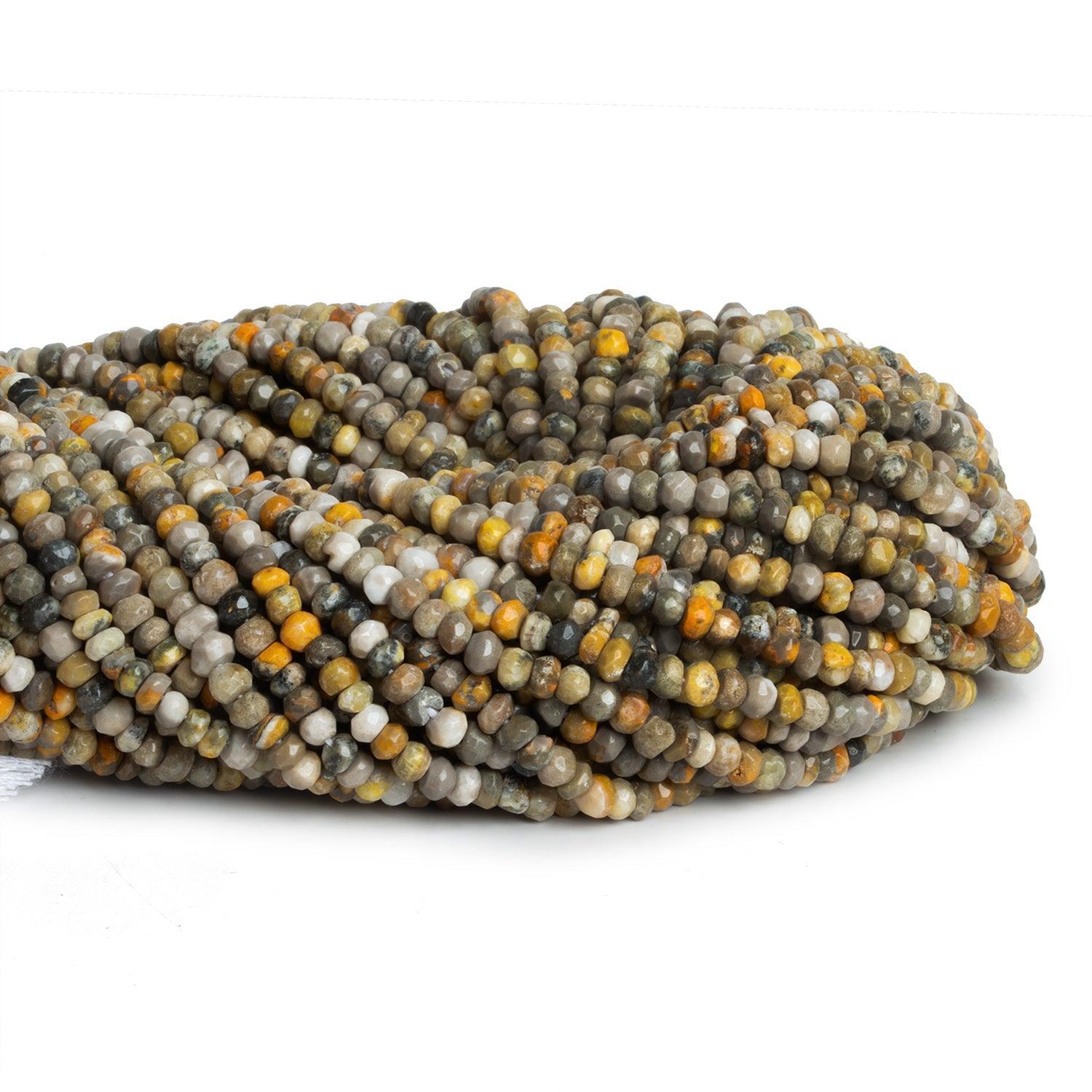 3.5mm Bumblebee Jasper Faceted Rondelles 12 inch 125 beads - The Bead Traders