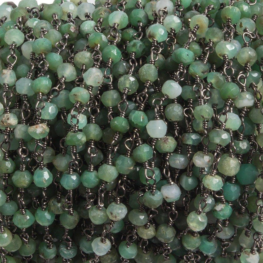 3.5mm Chrysoprase faceted rondelle Black Gold plated Chain by the foot 35 pcs - The Bead Traders