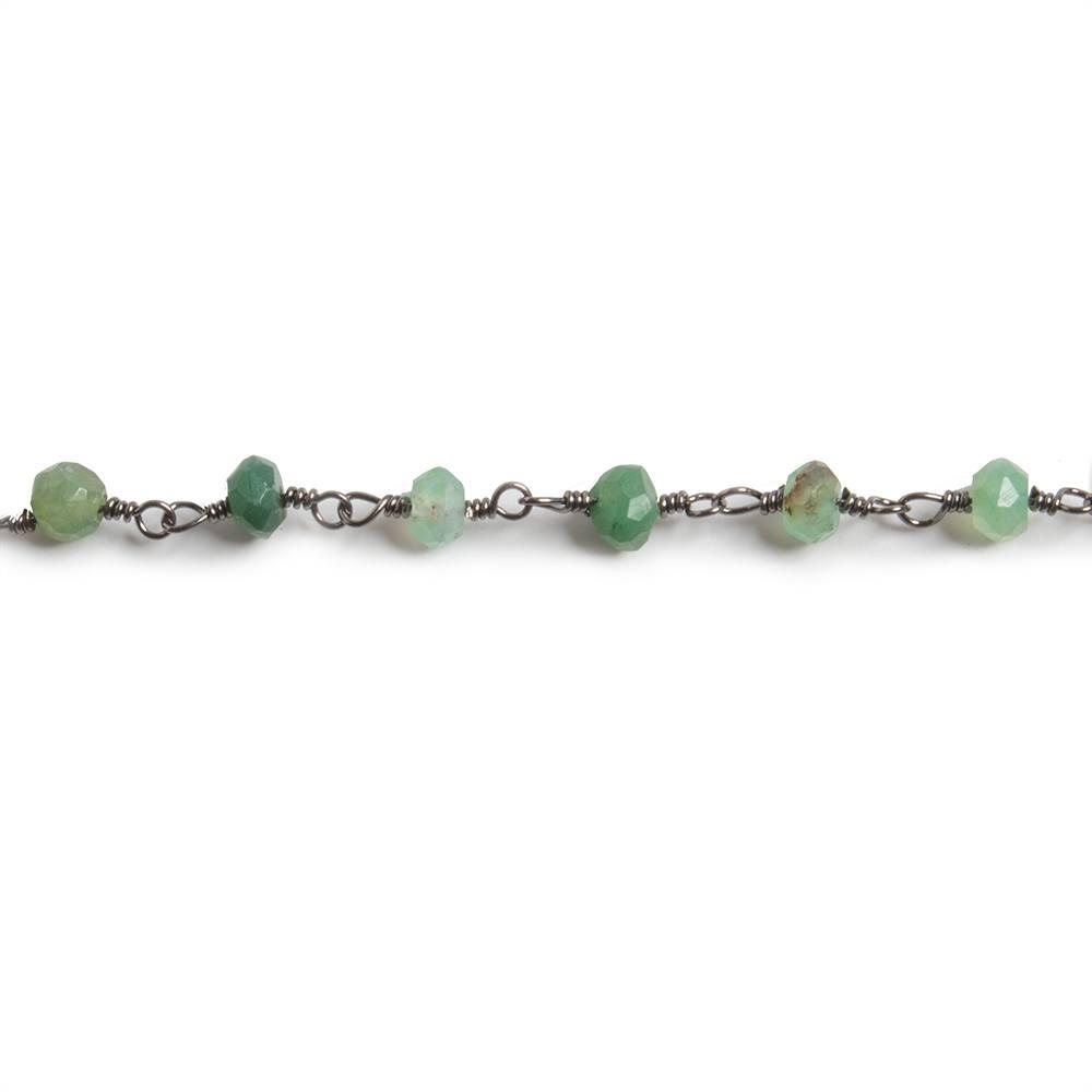 3.5mm Chrysoprase faceted rondelle Black Gold plated Chain by the foot 35 pcs - The Bead Traders