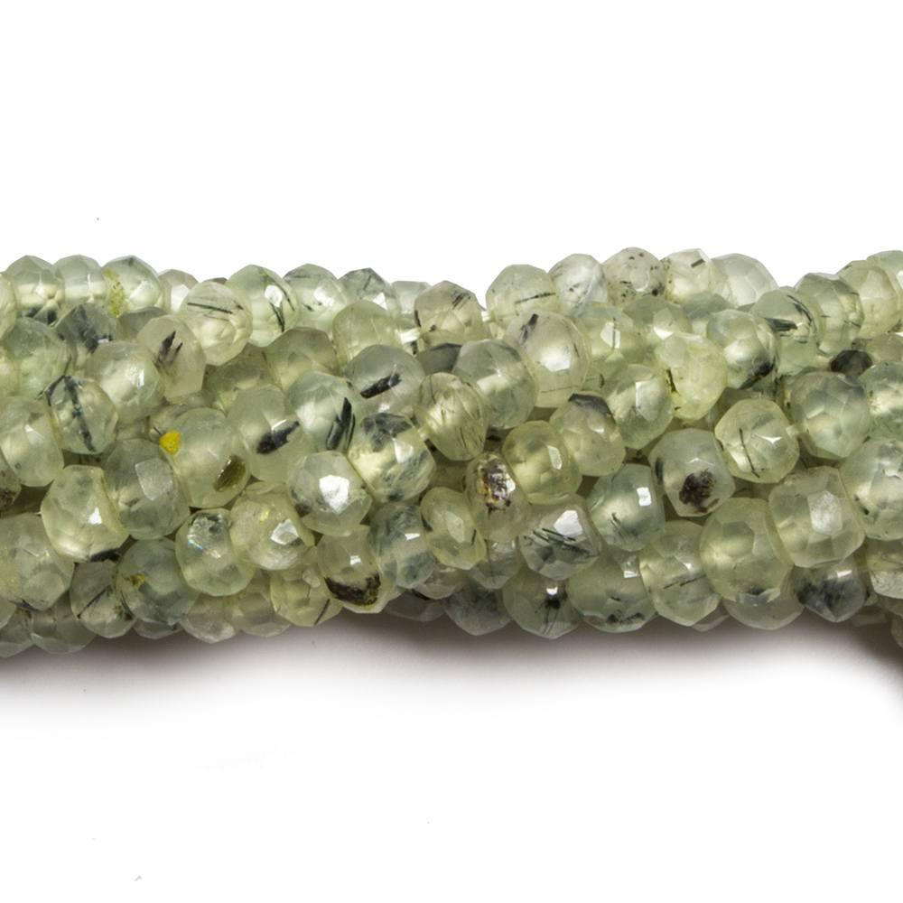 3.5mm Green Prehnite faceted rondelle beads 13 inch 130 pieces - The Bead Traders