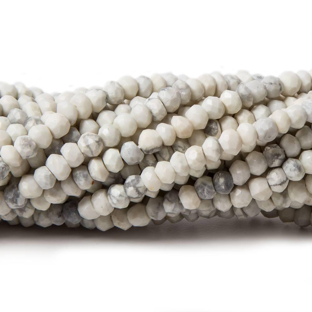3.5mm Howlite faceted rondelle beads 13 inches 135 pieces - The Bead Traders