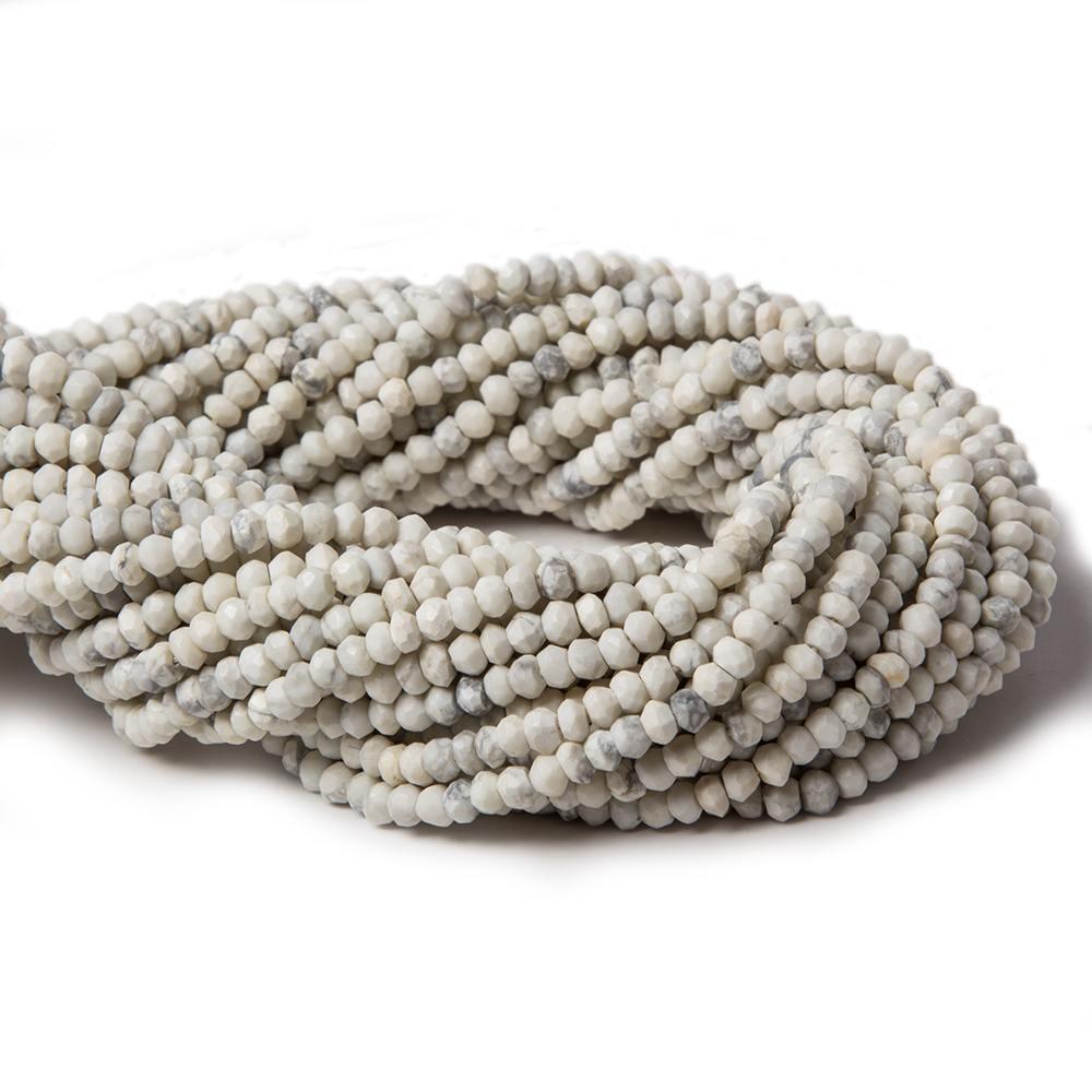 3.5mm Howlite faceted rondelle beads 13 inches 135 pieces - The Bead Traders
