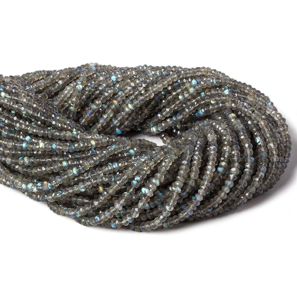 3.5mm Labradorite faceted rondelle beads 13 inch 130 pieces - The Bead Traders