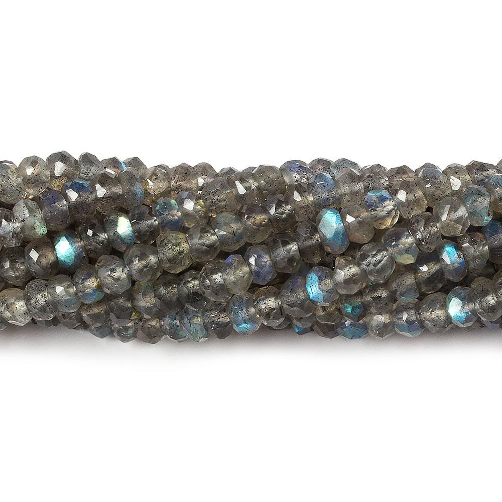 3.5mm Labradorite faceted rondelle beads 13 inch 130 pieces - The Bead Traders