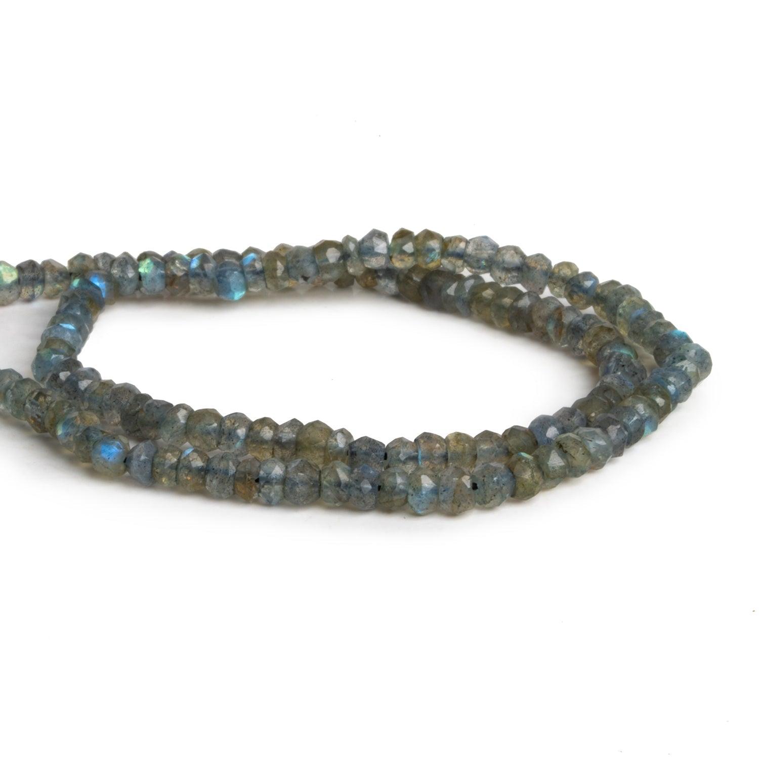 3.5mm Labradorite Faceted Rondelles 12 inch 120 beads - The Bead Traders