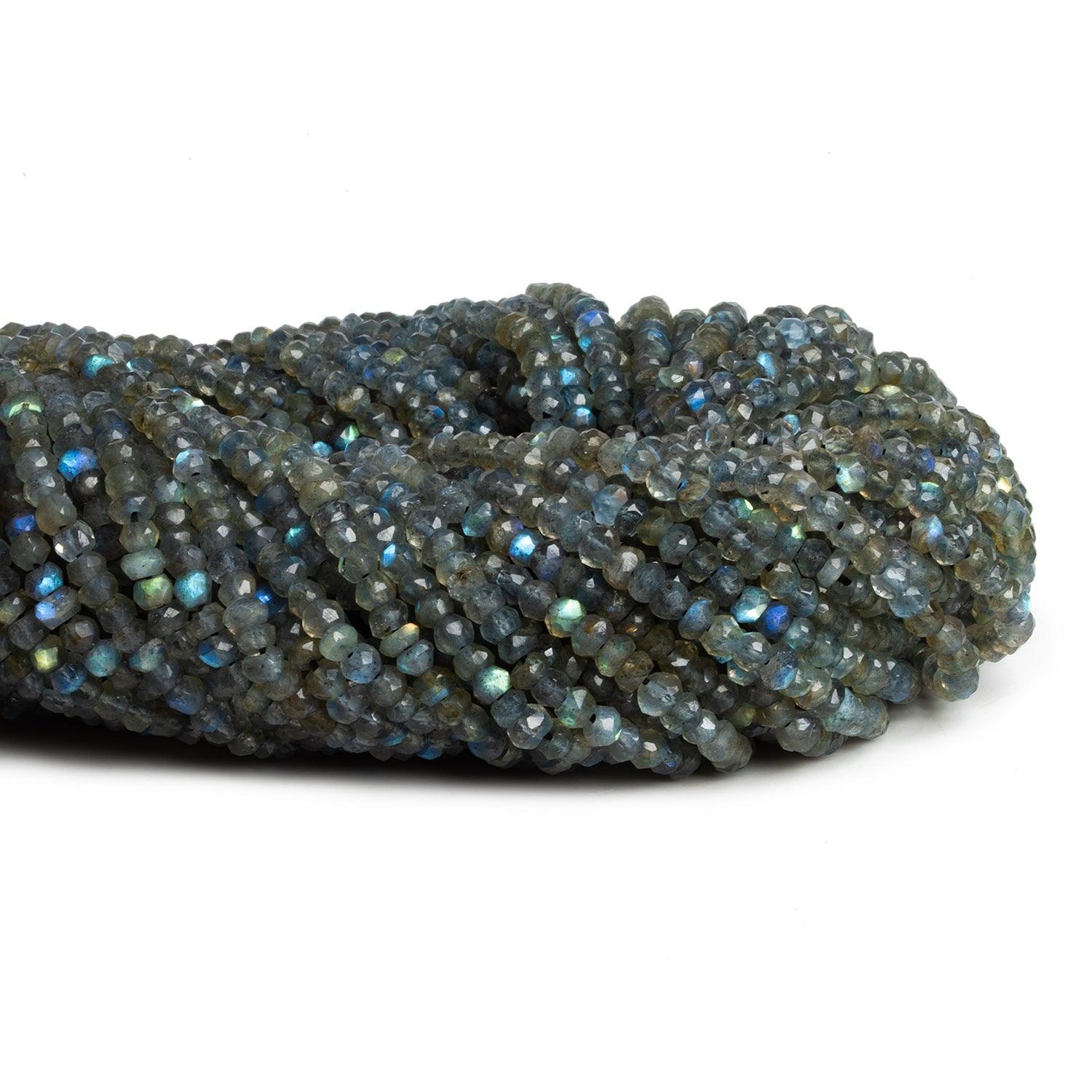3.5mm Labradorite Faceted Rondelles 12 inch 120 beads - The Bead Traders